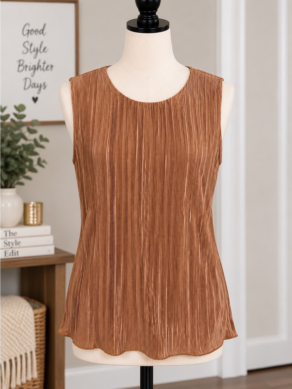 J. Crew Sleeveless Pleated Camisole - Copper Brown